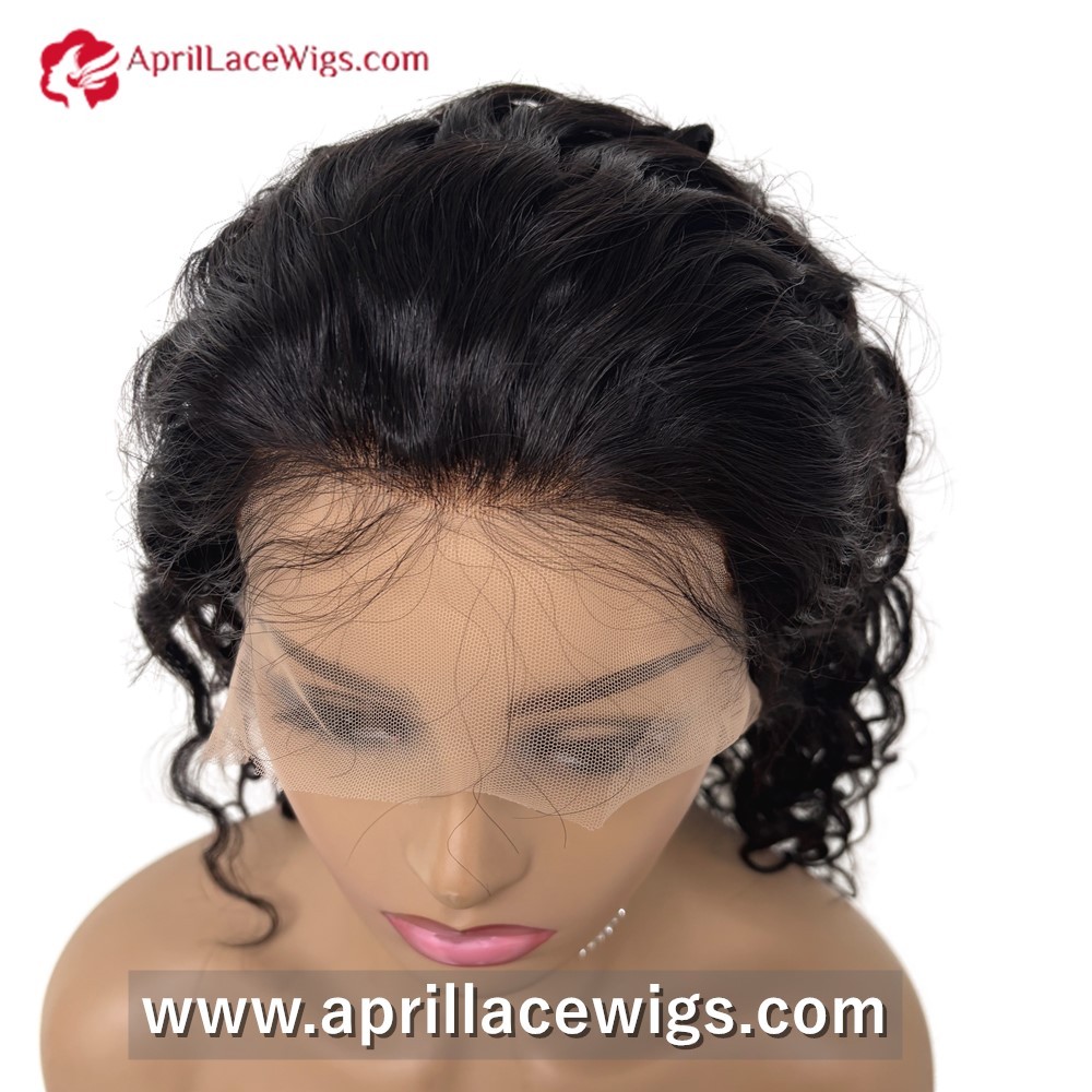 human hair full lace wig water wave silk top