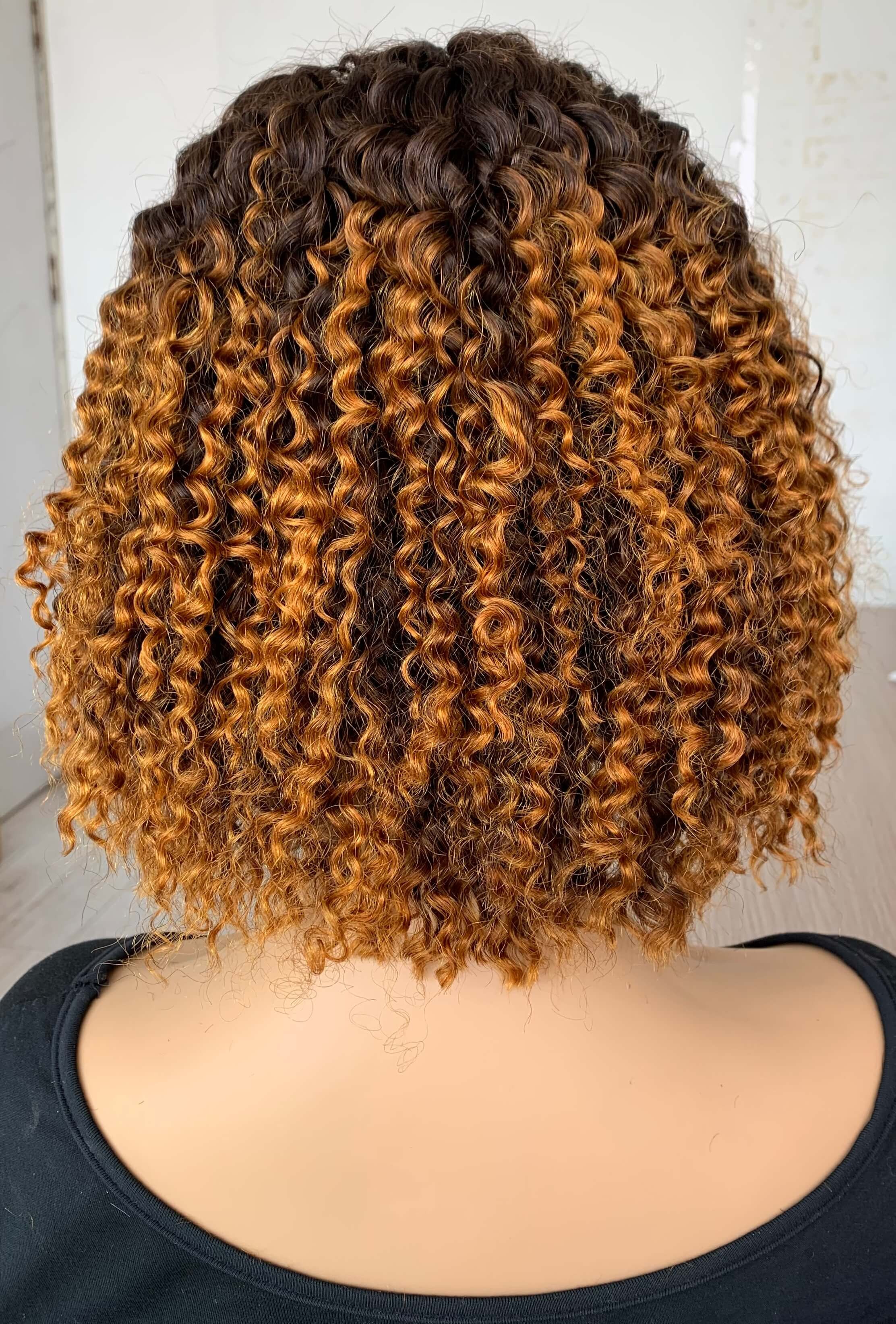 Ombre color curly lace closure wig