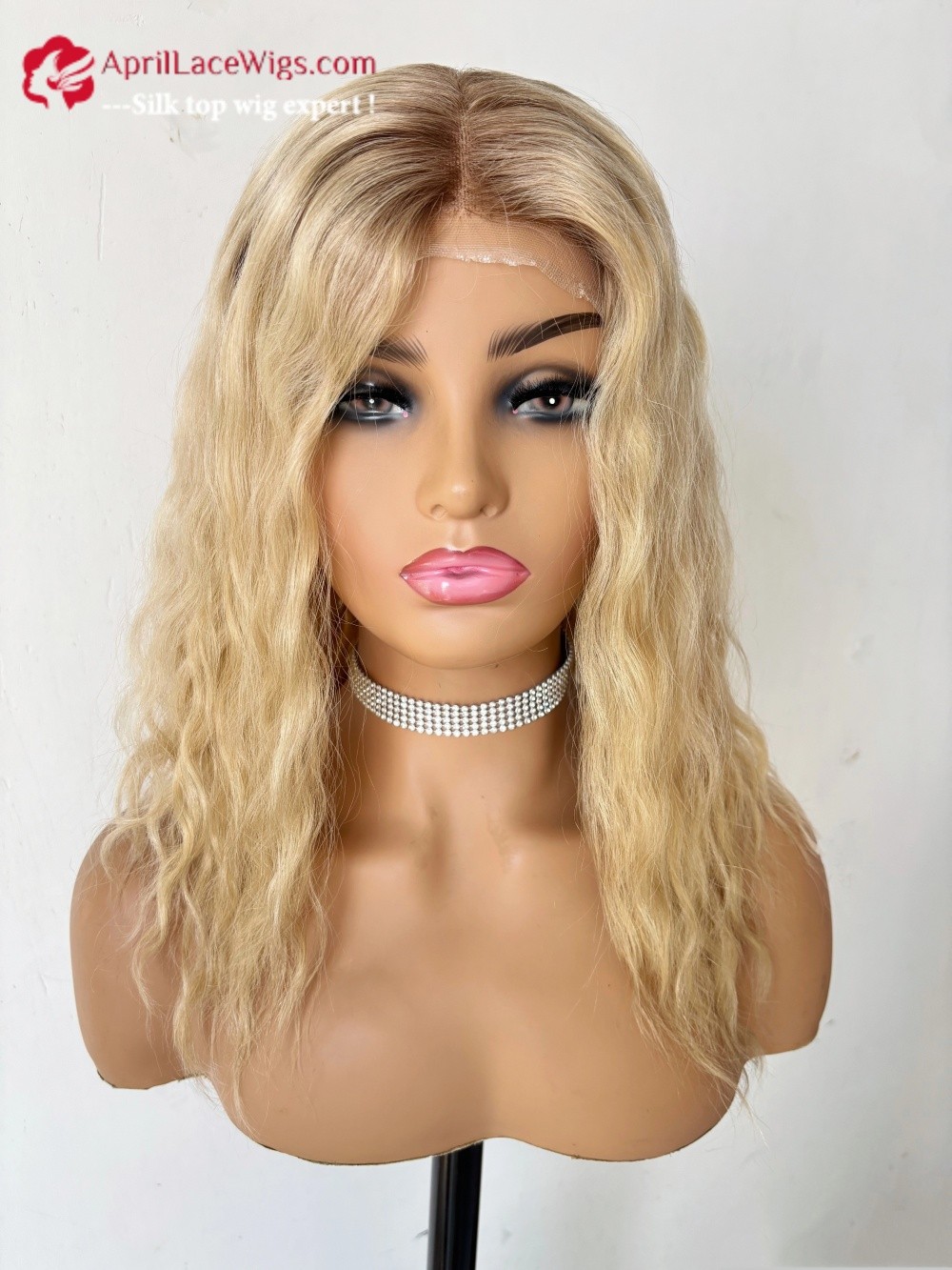 Warm Blonde Virgin Human Hair Lace Front Medical wig LW39