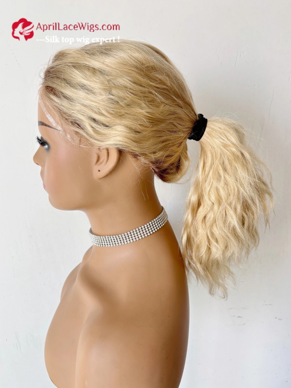 Warm Blonde Virgin Human Hair Lace Front Medical wig LW39