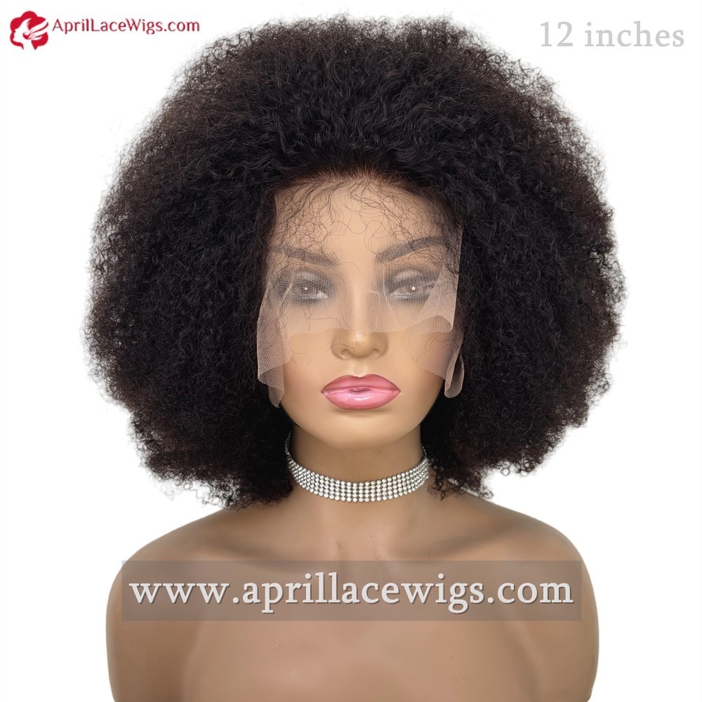 100% Human Hair 150% density 4A Curly Silk Top Glueless Lace Front Wig