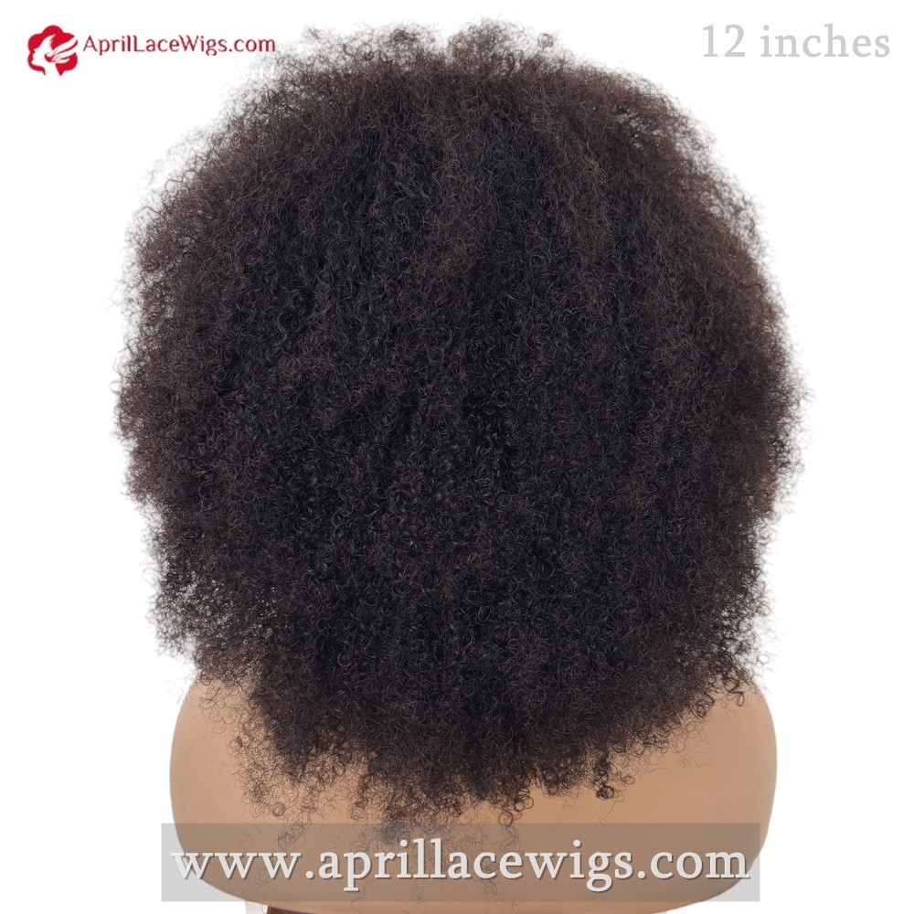 100% Human Hair 150% density 4A Curly Silk Top Glueless Lace Front Wig
