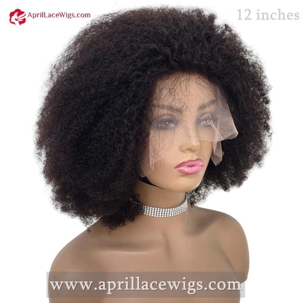 100% Human Hair 150% density 4A Curly Silk Top Glueless Lace Front Wig